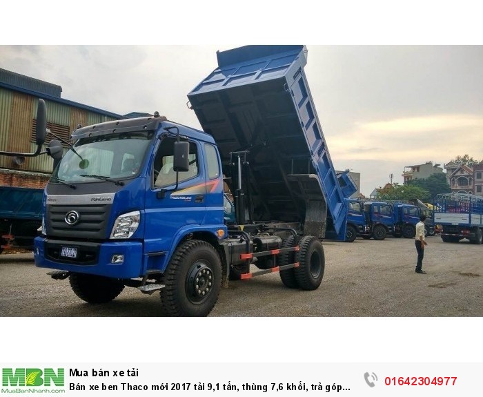 Bán xe ben Thaco mới 2017 tải 9,1 tấn, thùng 7,6 khối, trả góp 80%