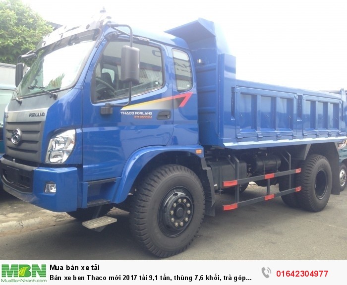 Bán xe ben Thaco mới 2017 tải 9,1 tấn, thùng 7,6 khối, trả góp 80%