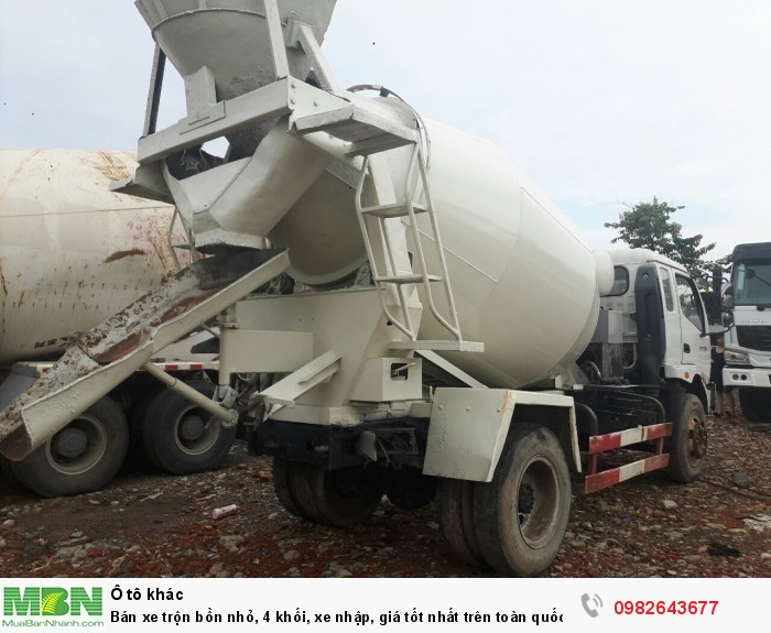 Bán xe trộn bồn nhỏ, 4 khối, xe nhập, giá tốt nhất trên toàn quốc