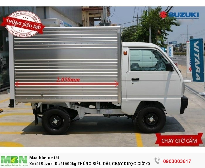 Xe tải Suzuki Dưới 500kg THÙNG SIÊU DÀI, CHẠY ĐƯỢC GIỜ CẤM!