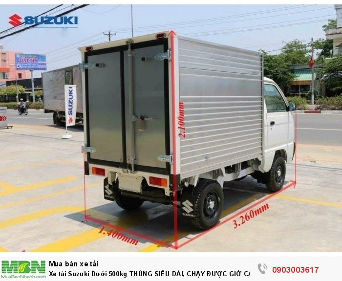 Xe tải Suzuki Dưới 500kg THÙNG SIÊU DÀI, CHẠY ĐƯỢC GIỜ CẤM!