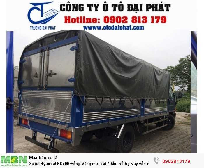 Xe tải Hyundai HD700 Đồng Vàng mui bạt 7 tấn, hỗ trợ vay vốn mua xe trả góp 80%