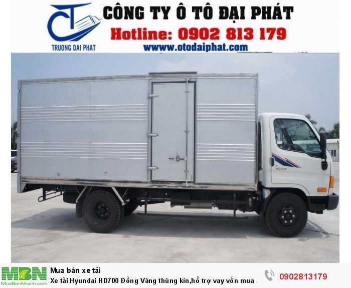 Xe tải Hyundai HD700 Đồng Vàng thùng kín,hỗ trợ vay vốn mua xe trả góp 80%