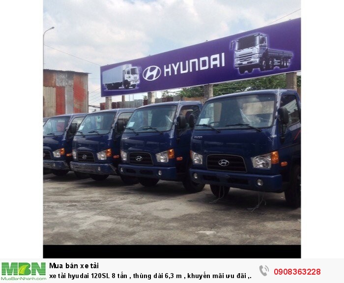 Xe tải hyudai 120SL 8 tấn , thùng dài 6,3 m, khuyến mãi ưu đãi, bao giá rẻ nhất thị trường, bán trả góp lên đến 80% qua ngân hàng