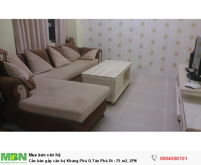 Cần bán gấp căn hộ Khang Phú Q Tân Phú Dt : 75 m2, 2PN
