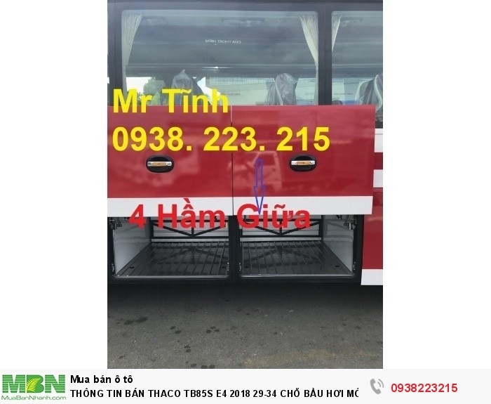 Thông Tin Bán Thaco Tb85s E4 2018 29-34 Chỗ Bầu Hơi Mới 2018 ( Meadow) Giá Tốt Nhất Thị Trường,