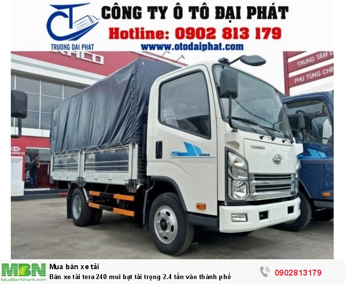 Bán xe tải tera 240 mui bạt tải trọng 2.4 tấn vào thành phố