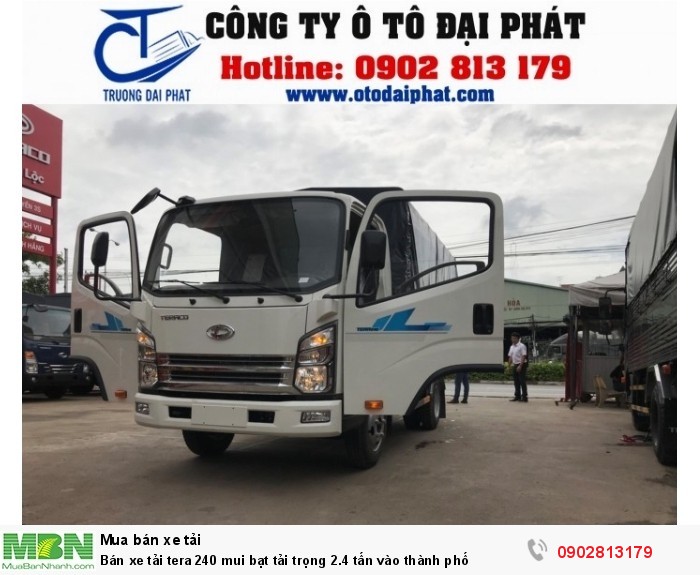 Bán xe tải tera 240 mui bạt tải trọng 2.4 tấn vào thành phố