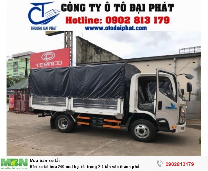 Bán xe tải tera 240 mui bạt tải trọng 2.4 tấn vào thành phố