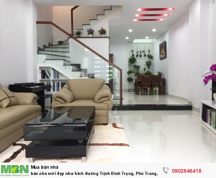 bán nhà mới đẹp như hình đường Trịnh Đình Trọng, Phú Trung, dt: 4x13m, nở hậu 5m, 2 lầu st