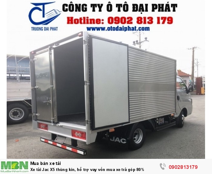 Xe tải Jac X5 thùng kín, hỗ trợ vay vốn mua xe trả góp 80%