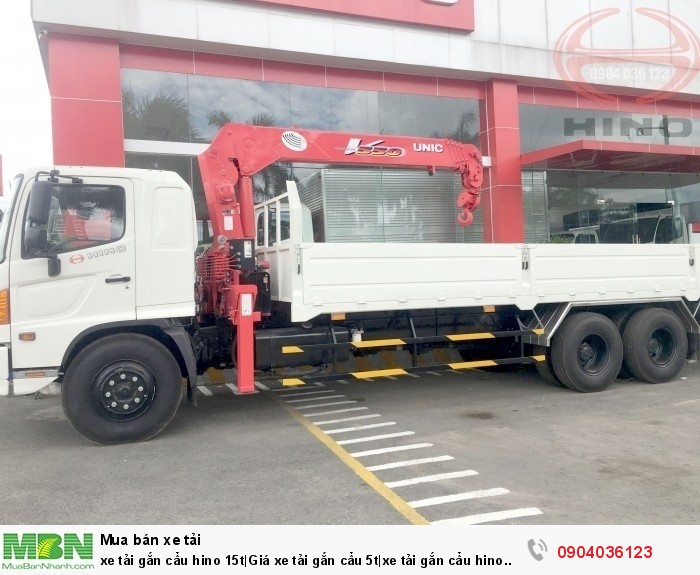 Xe tải gắn cẩu Hino 15t|Giá xe tải gắn cẩu 5t|xe tải gắn cẩu Hino 3 chân|xe tải cẩu Hino 5t