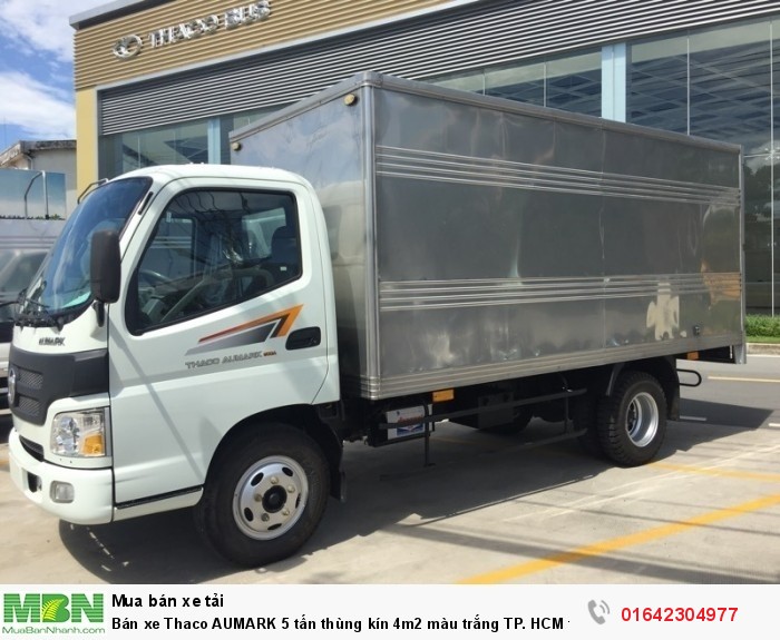 Bán xe Thaco AUMARK 5 tấn thùng kín 4m2 màu trắng TP. HCM trả góp 70%
