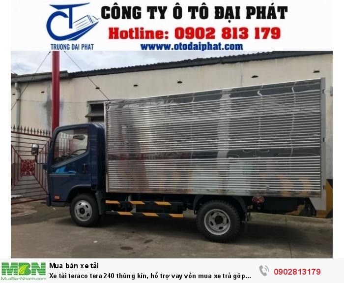 Xe tải teraco tera 240 thùng kín, hỗ trợ vay vốn mua xe trả góp 80%