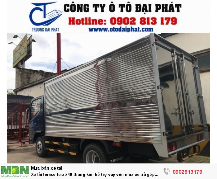 Xe tải teraco tera 240 thùng kín, hỗ trợ vay vốn mua xe trả góp 80%