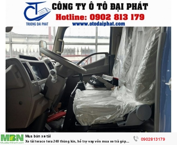 Xe tải teraco tera 240 thùng kín, hỗ trợ vay vốn mua xe trả góp 80%