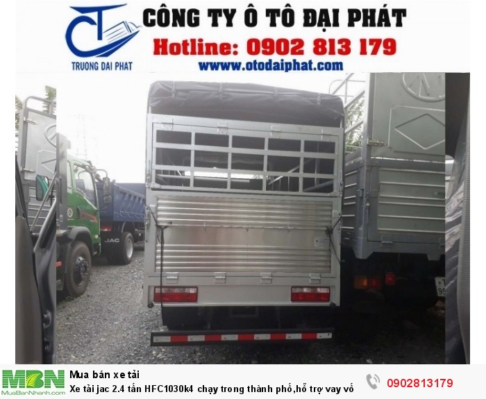 Xe tải jac 2.4 tấn HFC1030k4 chạy trong thành phố,hỗ trợ vay vốn mua xe trả góp 80%