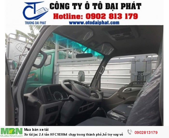 Xe tải jac 2.4 tấn HFC1030k4 chạy trong thành phố,hỗ trợ vay vốn mua xe trả góp 80%