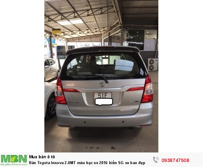 Bán Toyota Innova 2.0MT màu bạc sx 2016 biển SG xe bao đẹp