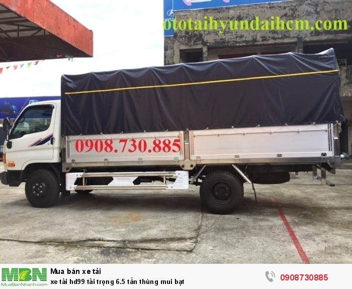 Xe tải hd99 tải trọng 6.5 tấn thùng mui bạt