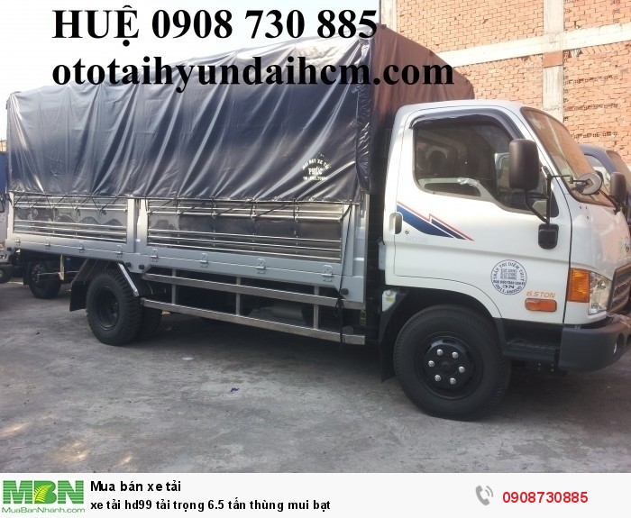 Xe tải hd99 tải trọng 6.5 tấn thùng mui bạt
