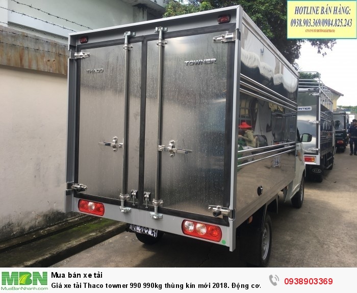Giá xe tải Thaco towner 990 990kg thùng kín mới 2018.Khuyến mãi 100% trước bạ xe Động cơ suzuki.trả góp chỉ cần 75tr