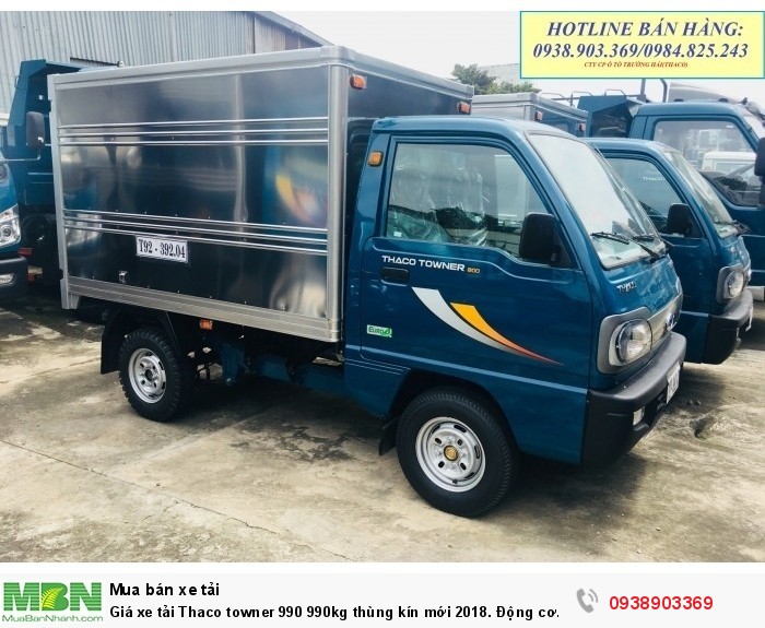 Giá xe tải Thaco towner 990 990kg thùng kín mới 2018.Khuyến mãi 100% trước bạ xe Động cơ suzuki.trả góp chỉ cần 75tr