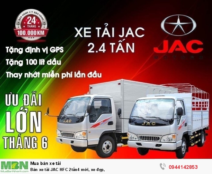 Bán xe tải JAC HFC 2tấn4 mới, xe đẹp,