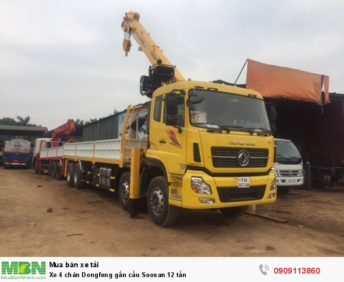 Xe 4 chân Dongfeng gắn cẩu Soosan 12 tấn