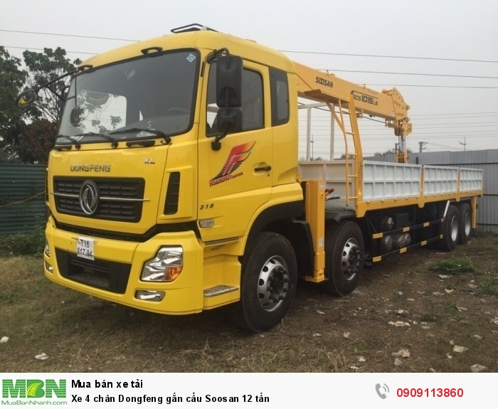 Xe 4 chân Dongfeng gắn cẩu Soosan 12 tấn