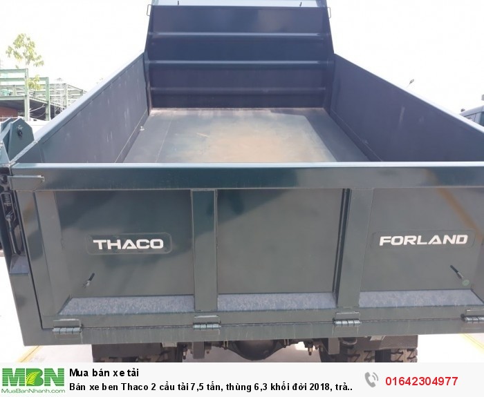 Bán xe ben Thaco 2 cầu tải 7,5 tấn, thùng 6,3 khối đời 2018, trả góp 70%