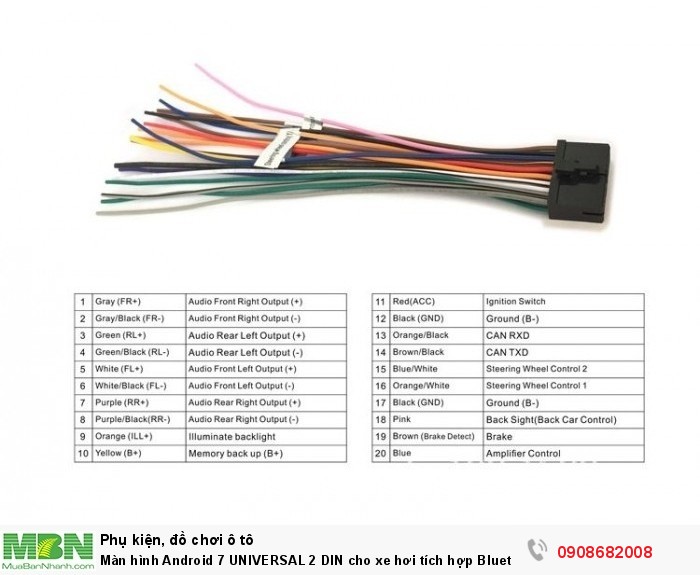 Màn hình Android 7 UNIVERSAL 2 DIN cho xe hơi tích hợp Bluetooth Radio GPS Map MP5 MP3_701