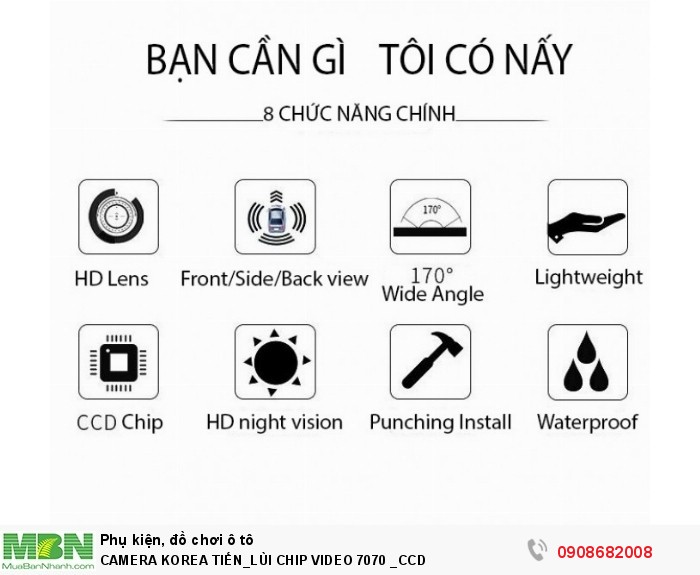 Camera korea tiến_lùi chip video 7070 _ccd