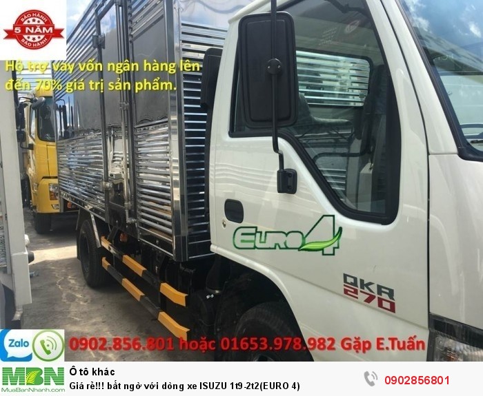 Giá rẻ!!! bất ngờ với dòng xe ISUZU 1t9-2t2(EURO 4)