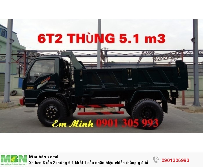 Xe ben 6 tấn 2 thùng 5.1 khối 1 cầu nhãn hiệu chiến thắng giá tốt .