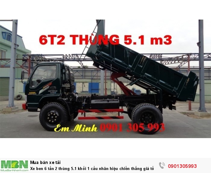 Xe ben 6 tấn 2 thùng 5.1 khối 1 cầu nhãn hiệu chiến thắng giá tốt .