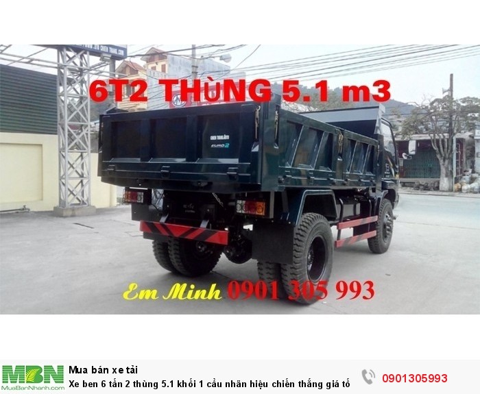 Xe ben 6 tấn 2 thùng 5.1 khối 1 cầu nhãn hiệu chiến thắng giá tốt .