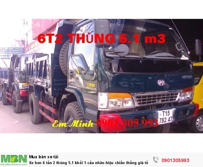 Xe ben 6 tấn 2 thùng 5.1 khối 1 cầu nhãn hiệu chiến thắng giá tốt .