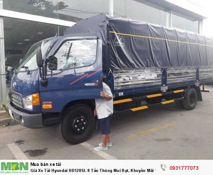 Giá Xe Tải Hyundai HD120SL 8 Tấn Thùng Mui Bạt, Khuyến Mãi 100% Trước Bạ, Giao Xe Ngay!