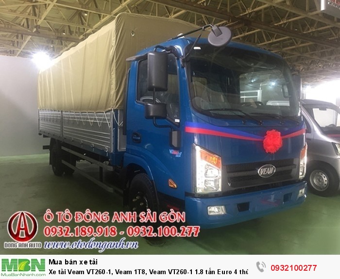 Xe tải Veam VT260-1, Veam 1T8, Veam VT260-1 1.8 tấn Euro 4 thùng dài 6m1