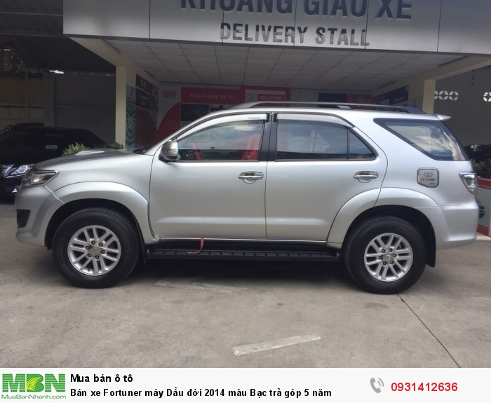 Bán xe Fortuner máy Dầu đời 2014 màu Bạc trả góp 5 năm