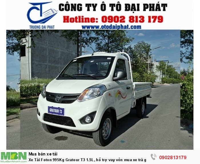 Xe Tải Foton 995Kg Gratour T3 1.5L, hỗ trợ vay vốn mua xe trả góp 80%