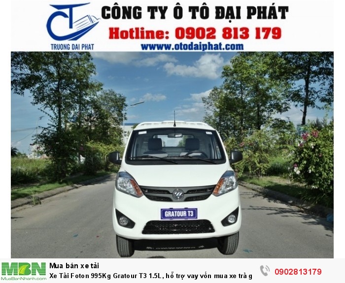 Xe Tải Foton 995Kg Gratour T3 1.5L, hỗ trợ vay vốn mua xe trả góp 80%