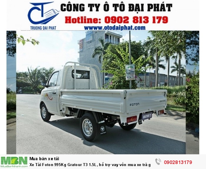 Xe Tải Foton 995Kg Gratour T3 1.5L, hỗ trợ vay vốn mua xe trả góp 80%