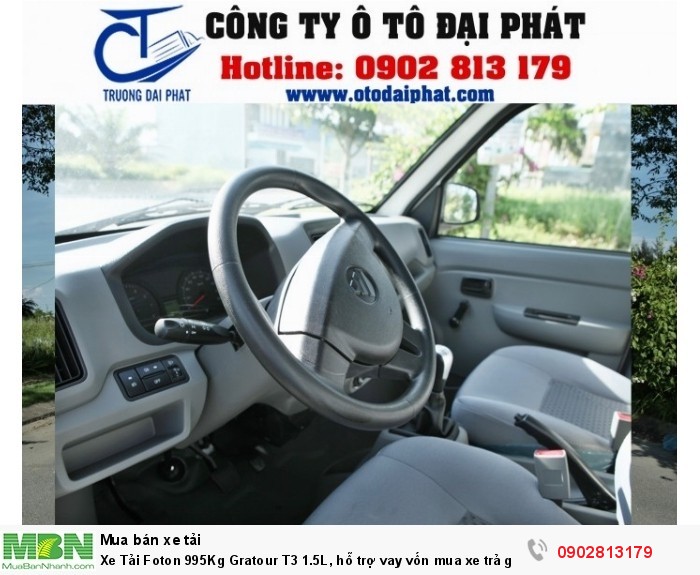 Xe Tải Foton 995Kg Gratour T3 1.5L, hỗ trợ vay vốn mua xe trả góp 80%