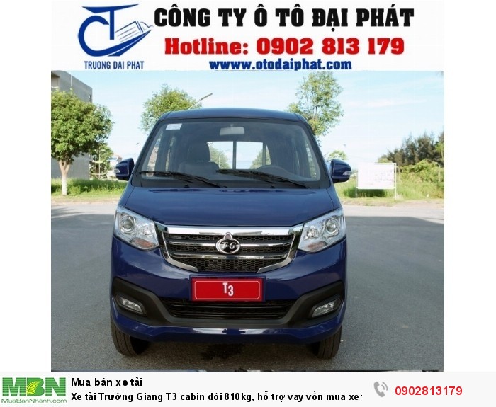 Xe tải Trường Giang T3 cabin đôi 810kg, hỗ trợ vay vốn mua xe trả góp 80%