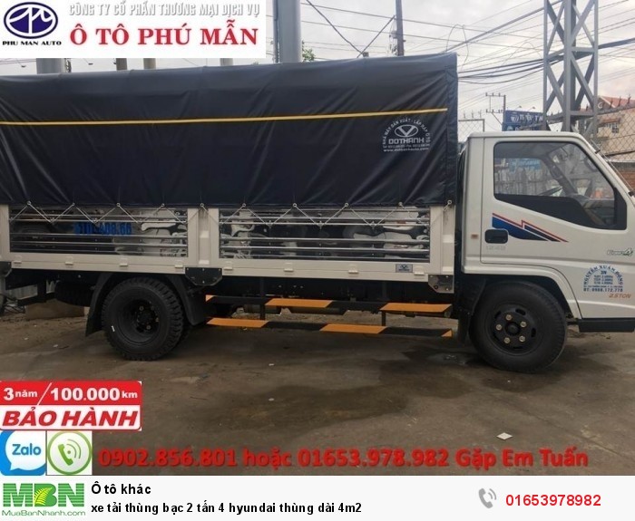 Xe tải thùng bạc 2 tấn 4 Hyundai thùng dài 4m2