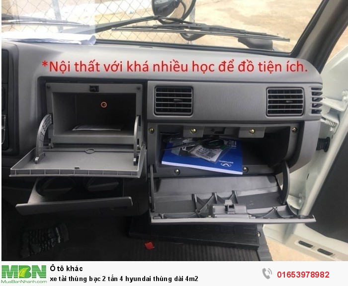Xe tải thùng bạc 2 tấn 4 Hyundai thùng dài 4m2