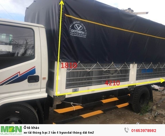 Xe tải thùng bạc 2 tấn 4 Hyundai thùng dài 4m2