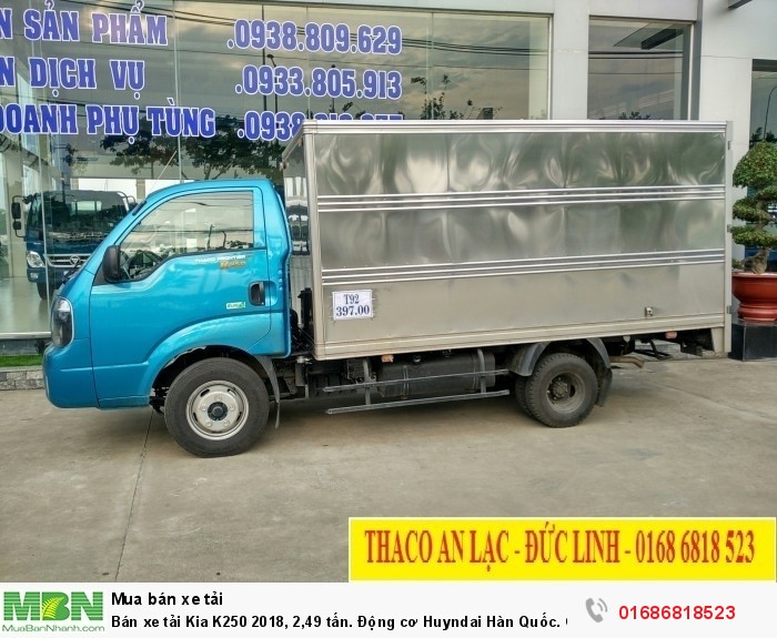 Bán xe tải KIA K250 2020 tải 2,49 tấn. Động cơ HUYNDAI, xe có sẵn giao ngay